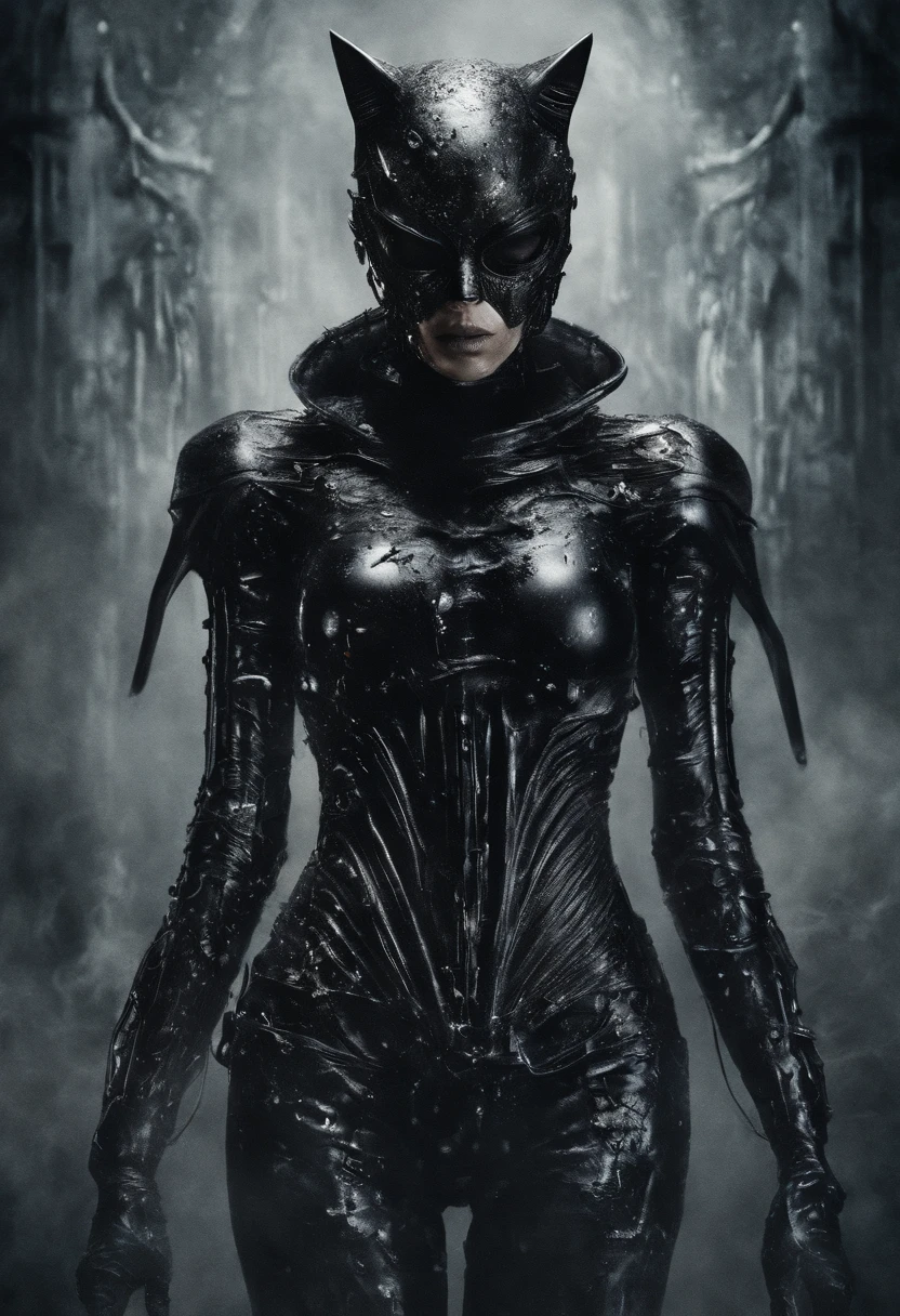 blood rein,Portrait Of A Biomechanical Catwoman Warrior,bullet dodger, Smooth, Explosion Of Liquid Splash,Sci-Fi, centralized portrait, Seb Mckinnon, H.R. Giger, Eldritch, Karol Bak, Mixed Media, Hyperrealism, Photorealism,[octane render]
