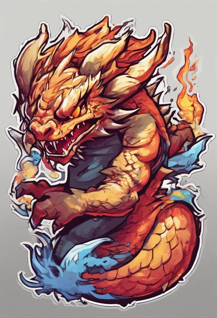 /imagine prompt: cute dragon illustration for a sticker with a black background, in bold outline style, jagged edges, trashcore, light shading --v 5.2