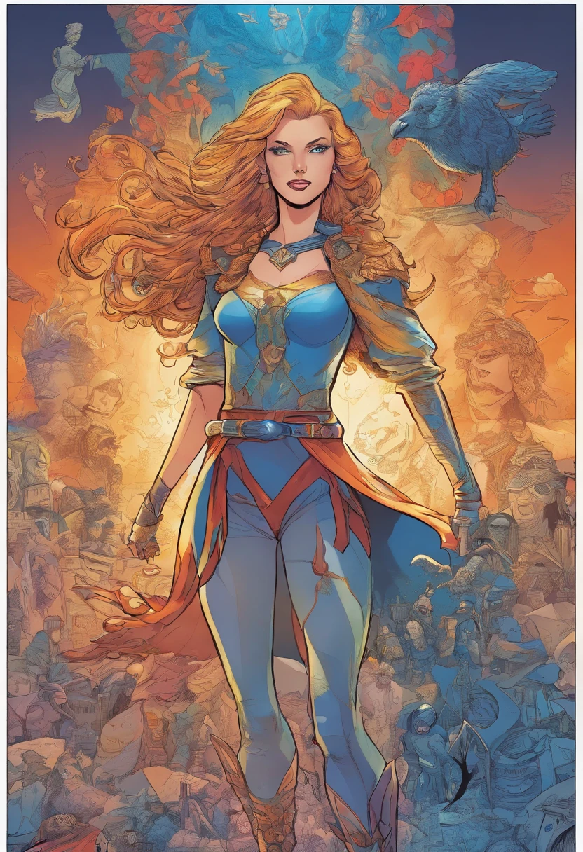 Personagem de Quadrinho estilo alan moore,Jovem mulher de cabelo ruivo e cacheado,Olho azul,Sarda no rosto,alta resolução,Mega qualidade,Ultra HD,quadrinho separado em 3 quadrados,Com a personagem,Ultra perfeito