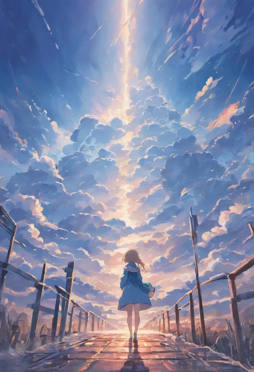 just clear sky white clouds painting