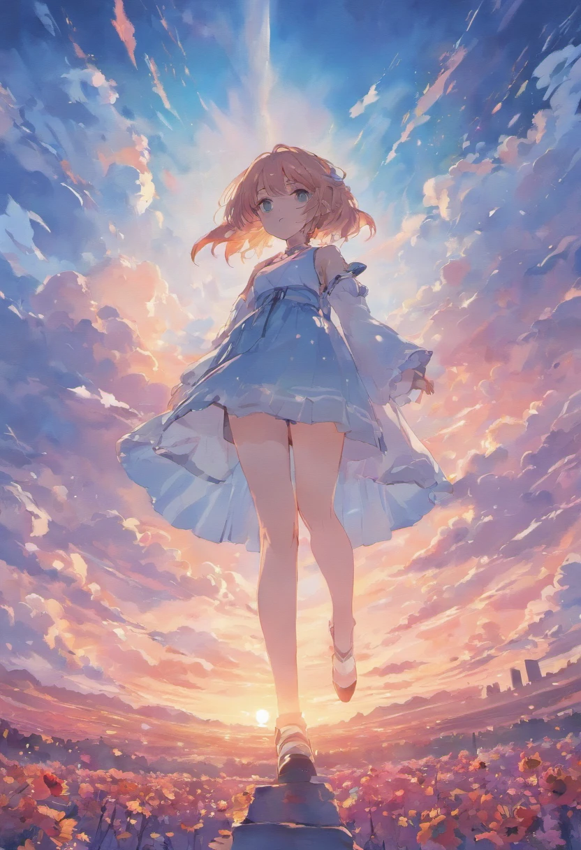 just clear sky white clouds painting