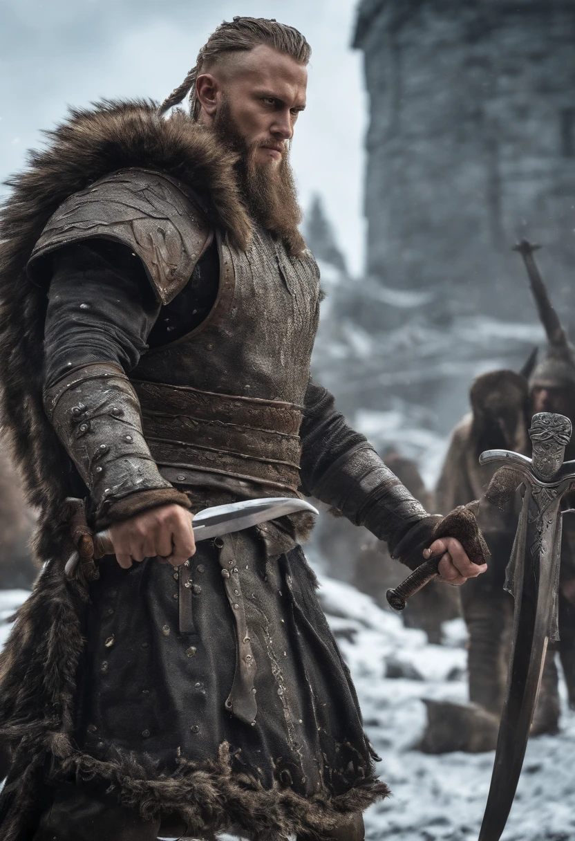 Image of Ragnar in a sword confrontation with the cinematic Sovereign Fro