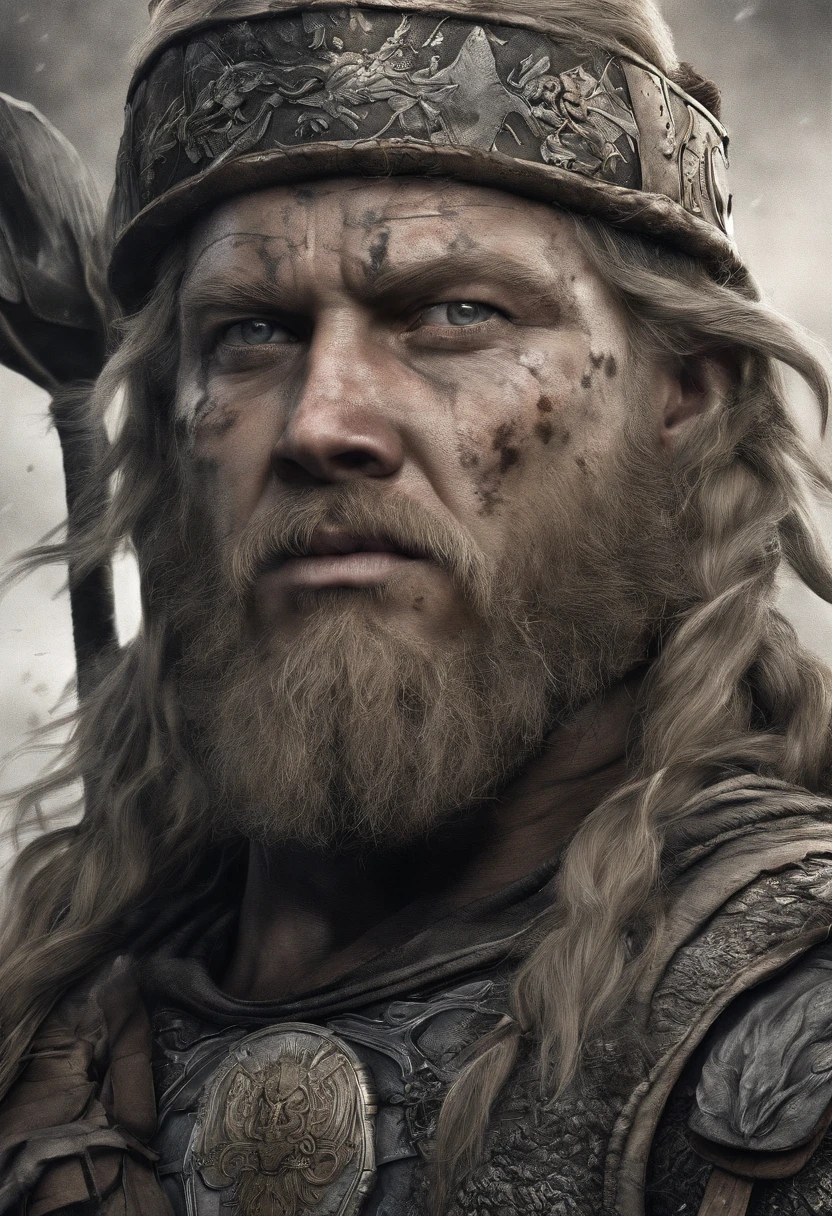 RAW photo, furious angry Viking, (high detailed skin:1.2), 8k uhd, dslr, soft lighting, high quality, film grain, Fujifilm XT3, realistic face