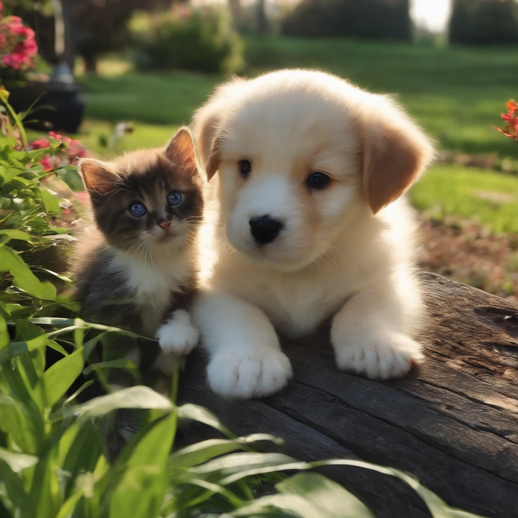 a puppy, a kitten