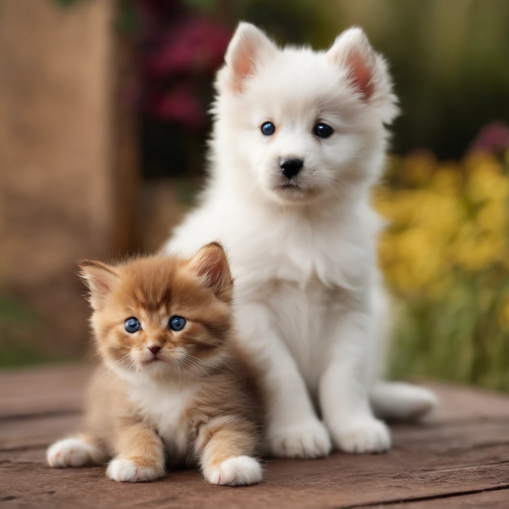 a puppy, a kitten