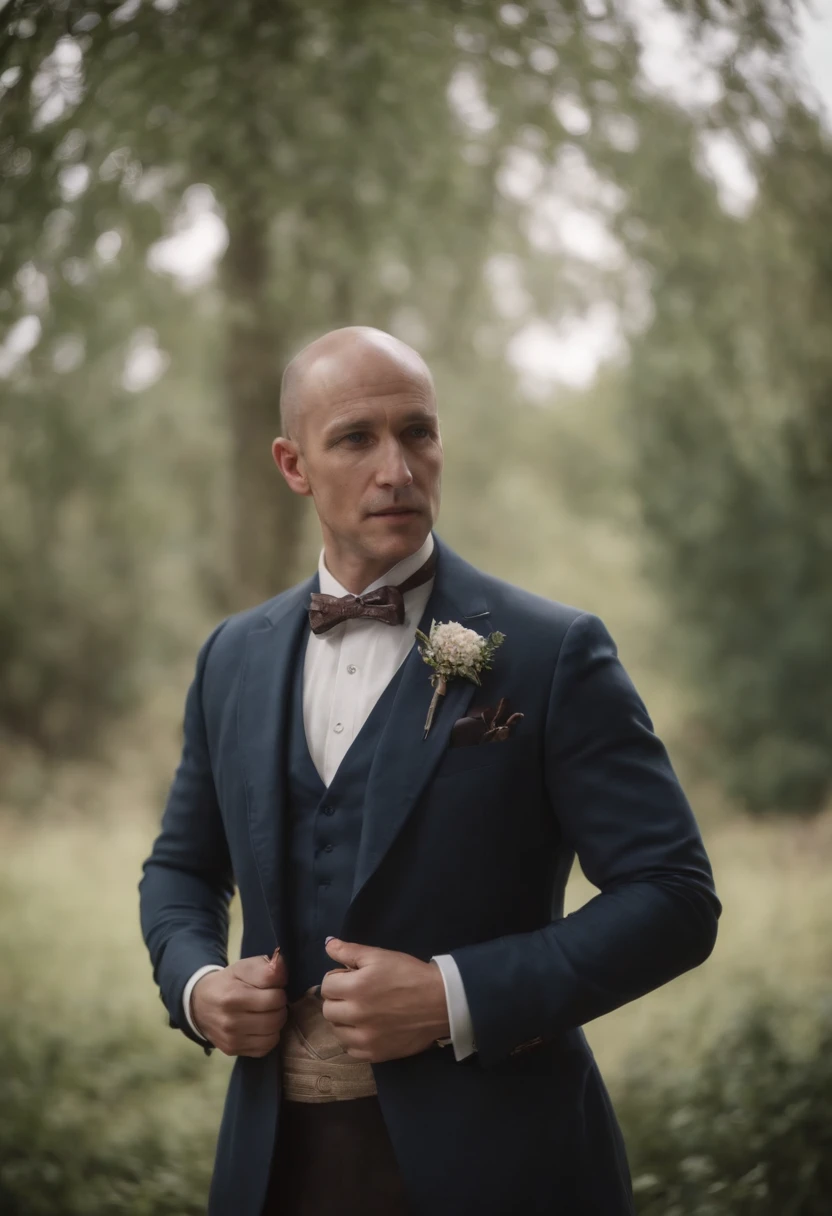 Un hombre con traje con cabeza de tijera