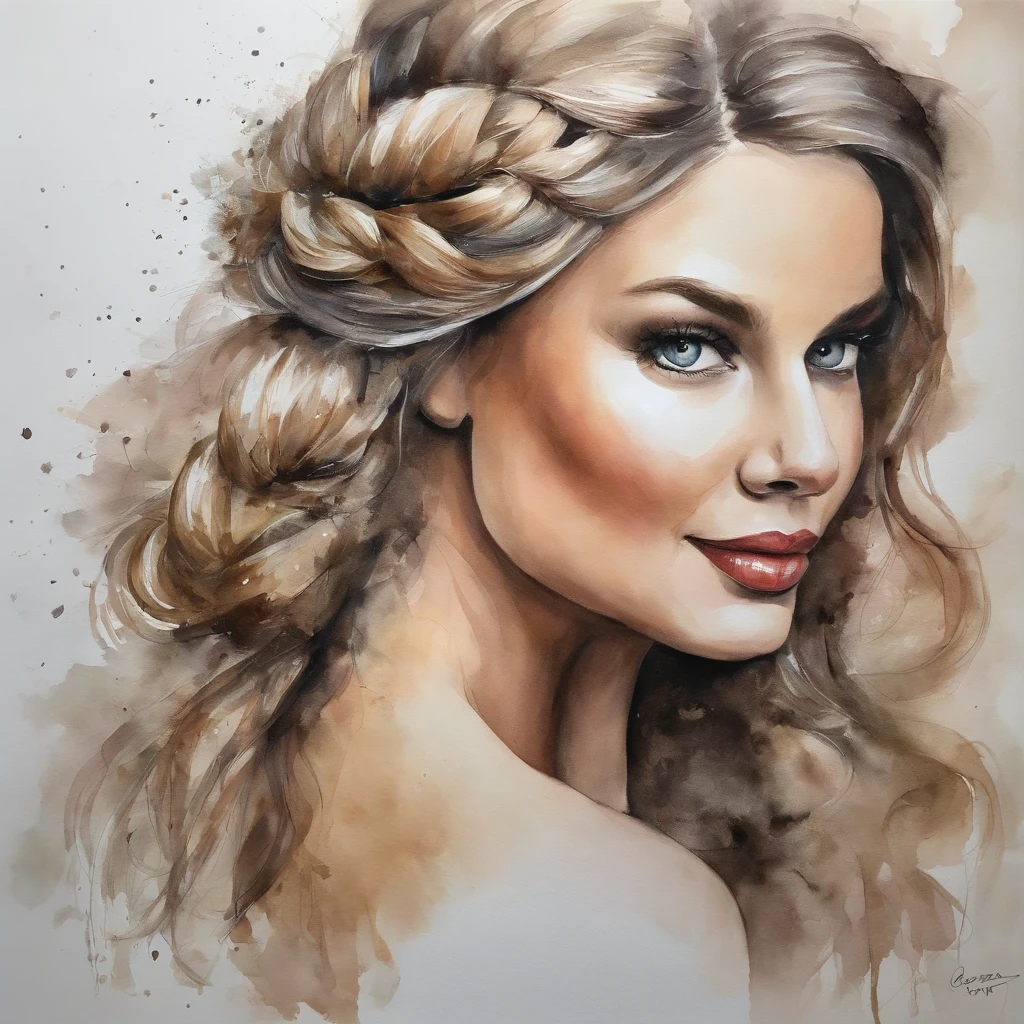 (fundo branco:1.4),(, Olhos castanhos escuros, hair braid, arte em papel:1.3, Arte em papel acolchoado:1.2),( Reasonable design, linhas claras, alta nitidez, best quality, Very detailed, master part, Efeito de luz do filme, 4k )