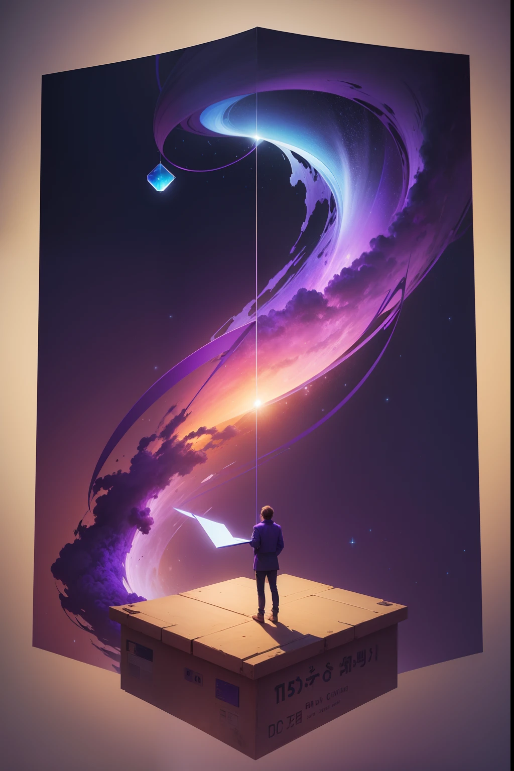 Can you create me a work of art in purple and blue with the sign of infinity and the color of motivation and hope