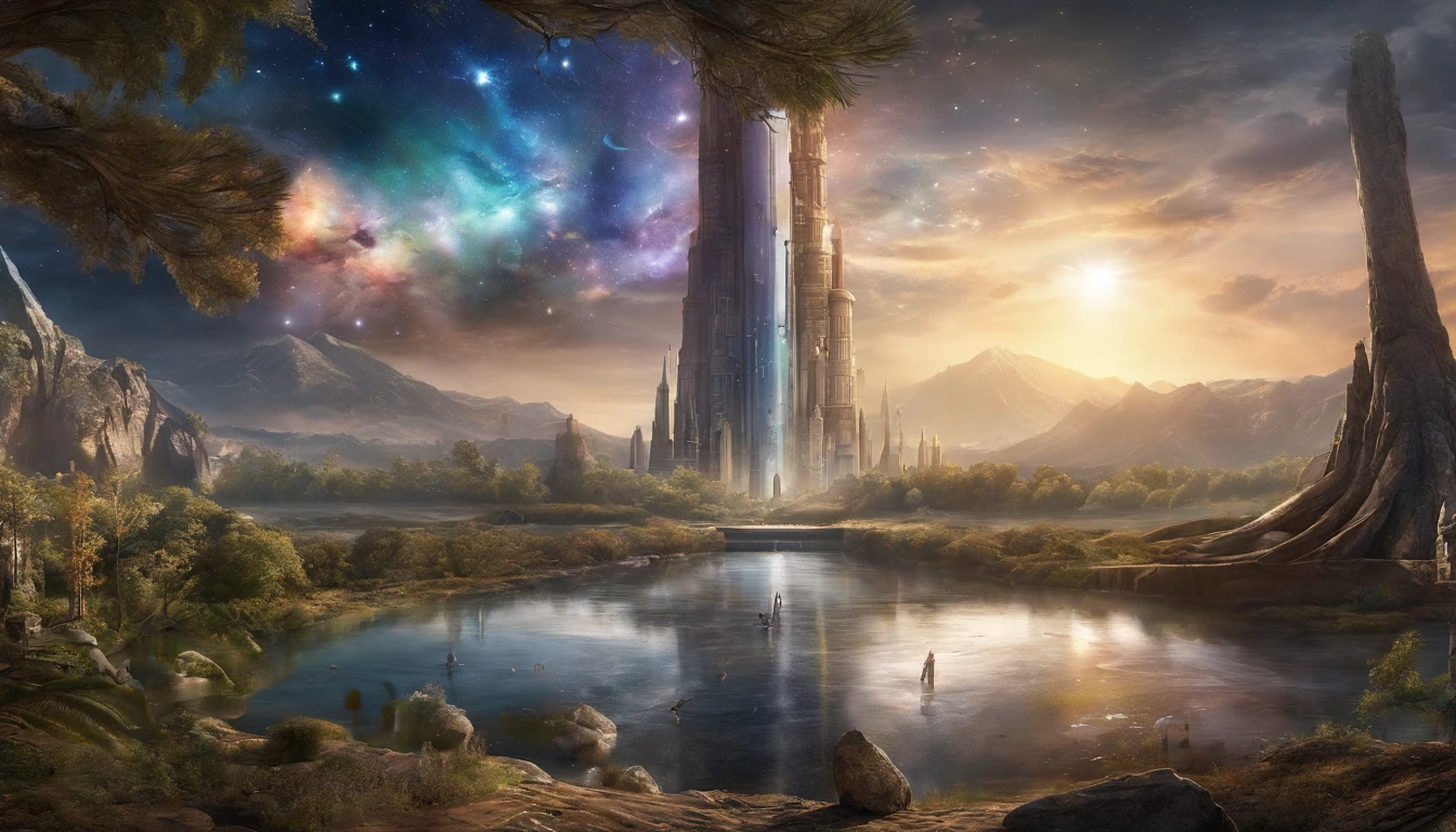 portal into a new world, river, galaxy, spacey, best landscape jangle
