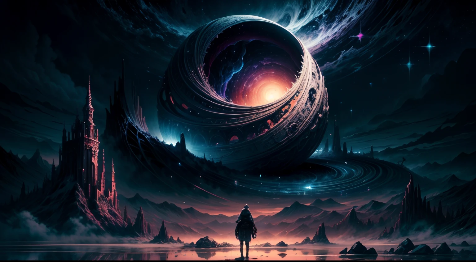 Guided by the whispered lullaby of perlin noise, a lone wanderer traverses the realms of an abstract dreamscape, finding solace in the solitude of a world that resonates with the intricate textures and patterns that mirror their very essence --v 6