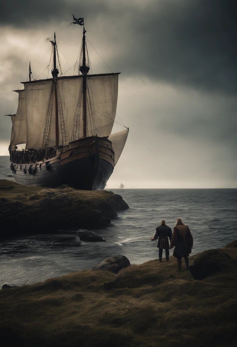 2 navios vikings navegando