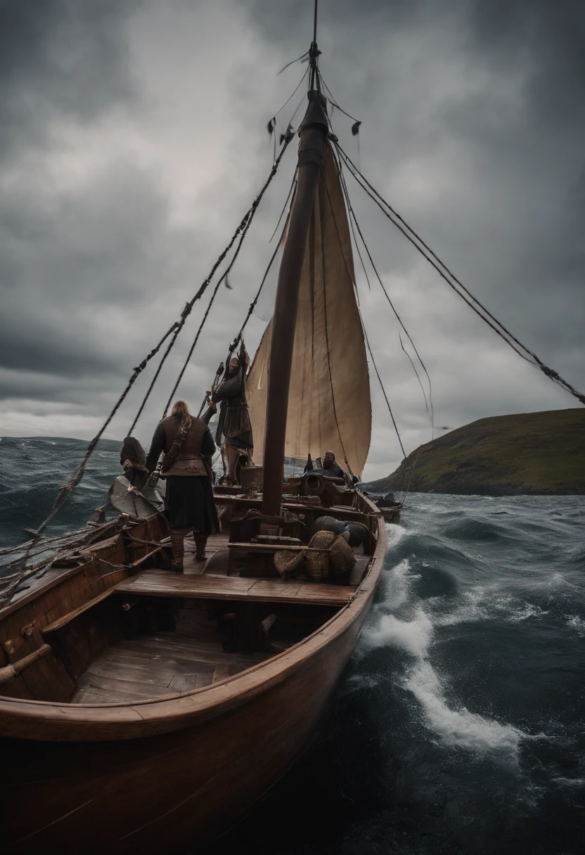 2 navios vikings navegando