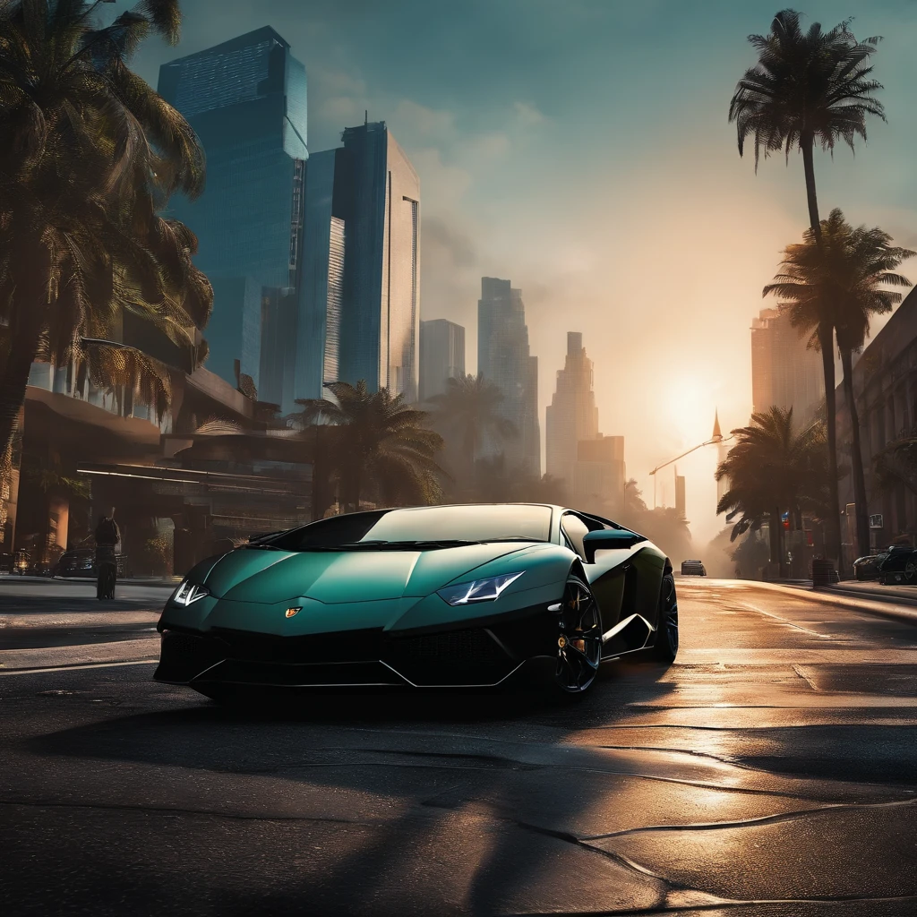 a close up of a lamborghini car parked on a city street, wallpaper mobile, cinematic poster, phone wallpaper, like matrix, motivational poster,black color lamborghini car, money raining from the sky,cinematic 4 k wallpaper, cinematic 4k wallpaper, matrix lut, poster!!!, gta v poster style, automotive photography, cinematic matte illustration, matte digital illustration, amazing wallpaper, matte painting movie poster, gta loading screen art, mobile wallpaper