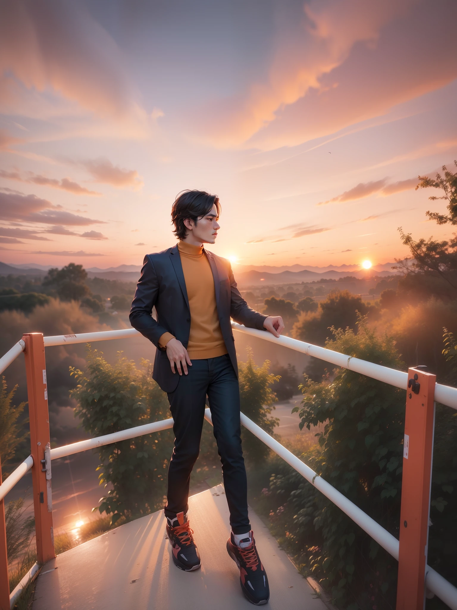 Change background with sunset realistic face