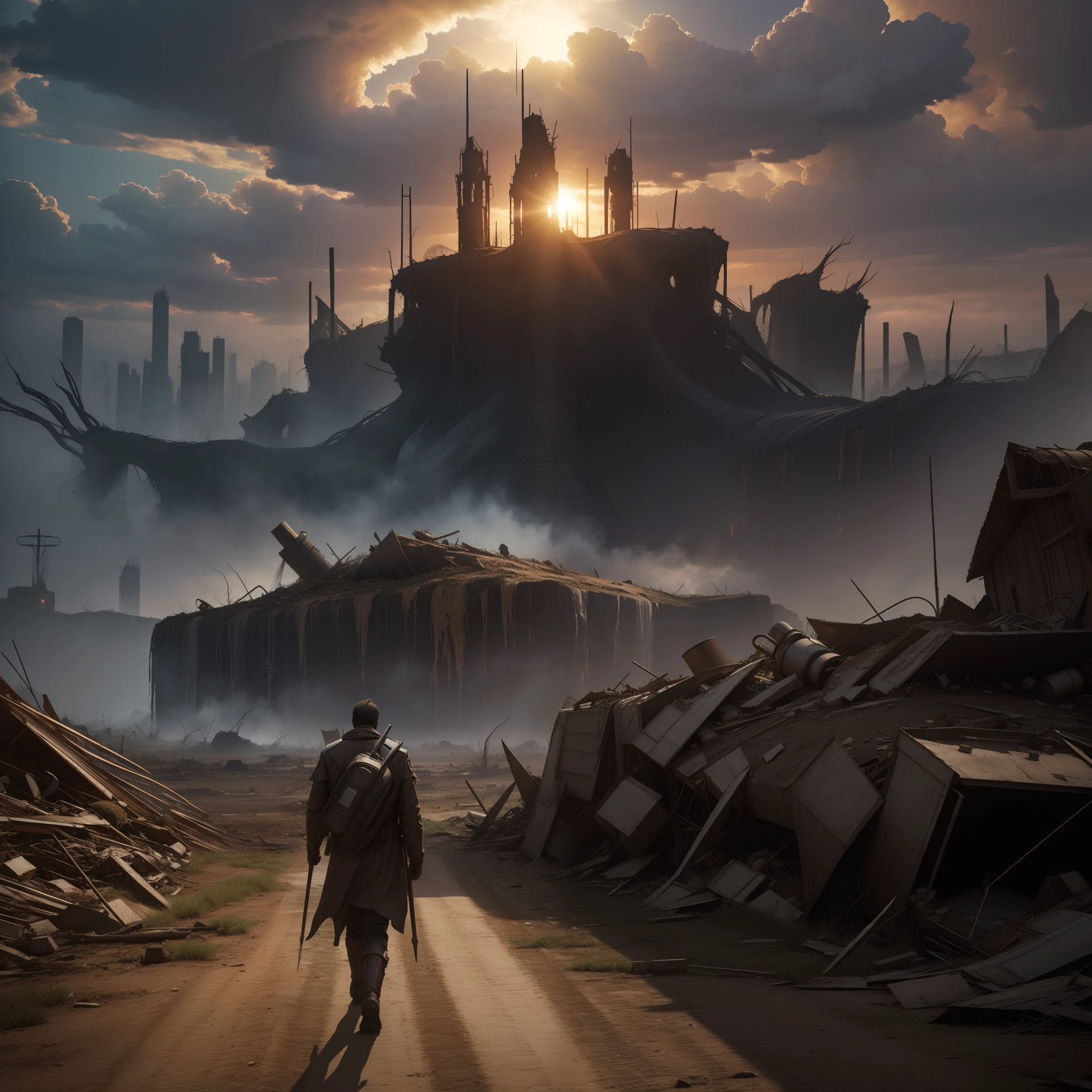 top-quality, masterpiece, ultra-detailliert, Giant tornadoes and demonic spirits, Wasteland, Vast, forceful, uncultivated々Right