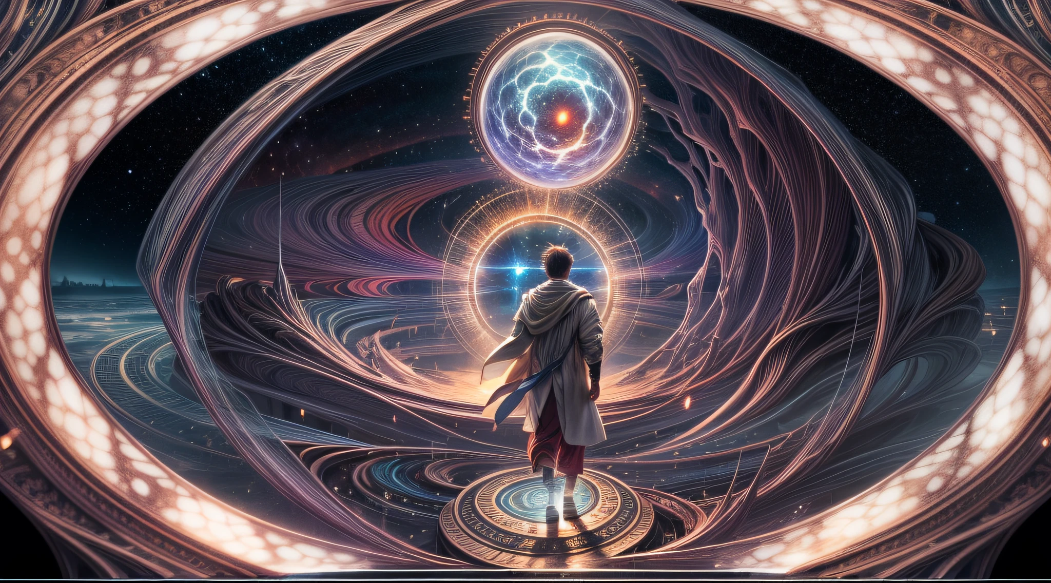As he traveled back in his past, someone meets him in a Chronos Portal, river, galaxy, prodigal son, unknown path