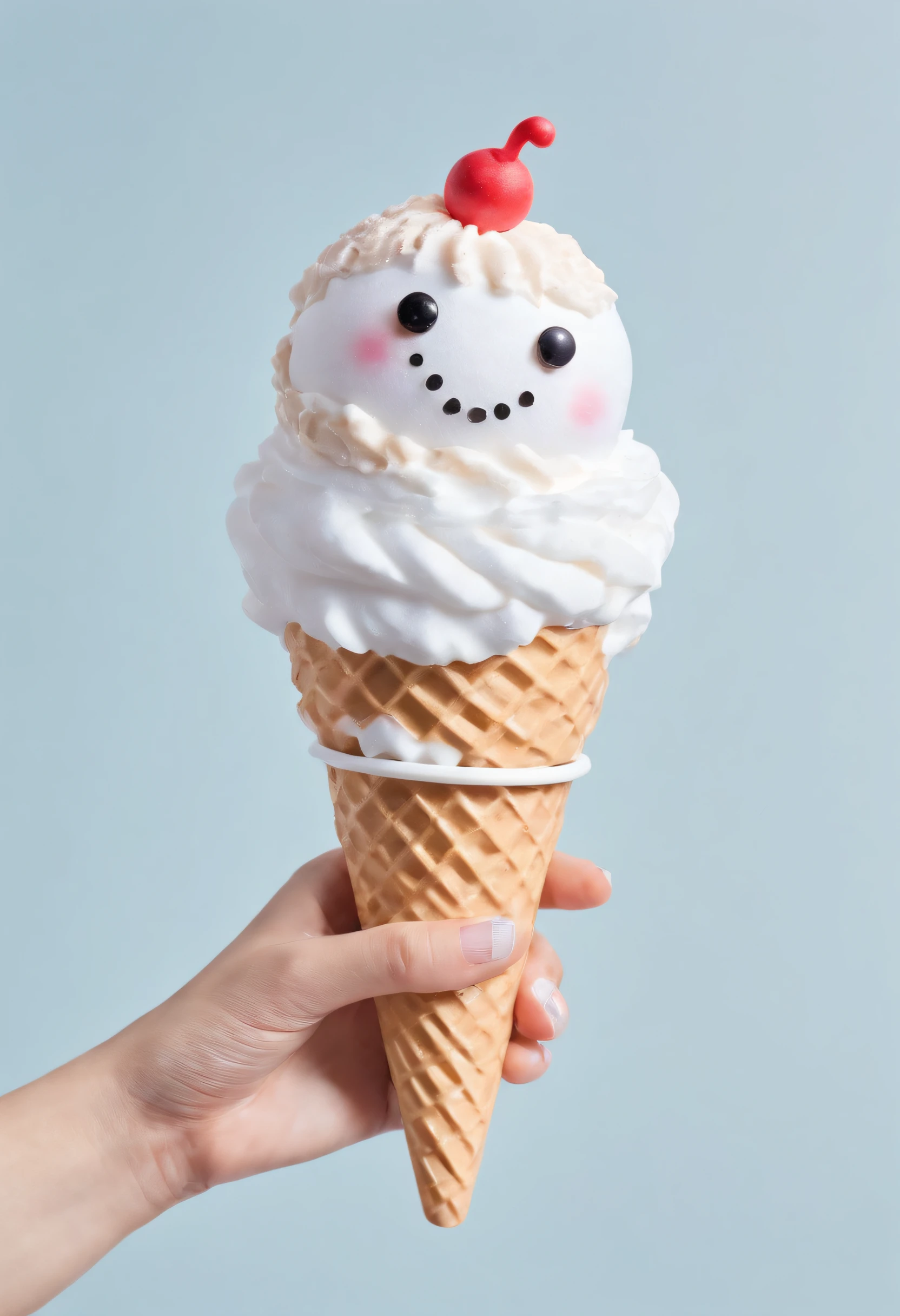 ((Cute girl's soft-serve ice cream with snowman)):1.5、Realistic,ultra-detailliert,super detailed skin,light glow,Film grain,Expro II,Lens Flare,Sharpen,cinematic shadow