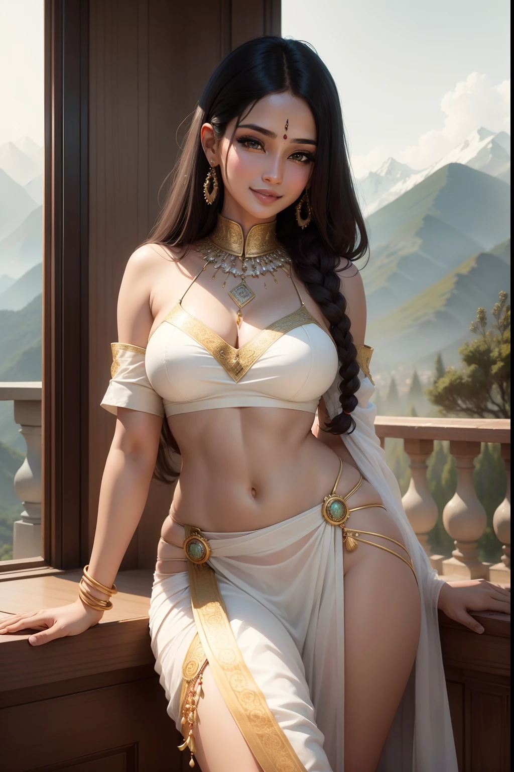 indian woman in a white sari posing for a picture, beautiful oriental woman, indian goddess, traditional beauty, beautiful goddess, extremely detailed goddess shot, nice girl, gorgeous woman, mountains view, very beautiful woman, beautiful asian woman, karol bak uhd, indian, asian woman, gorgeous beautiful woman, beautiful asian girl, with beautiful exotic, beautiful maiden, beautiful sexy woman photo, cute smile, nice smile, age 28