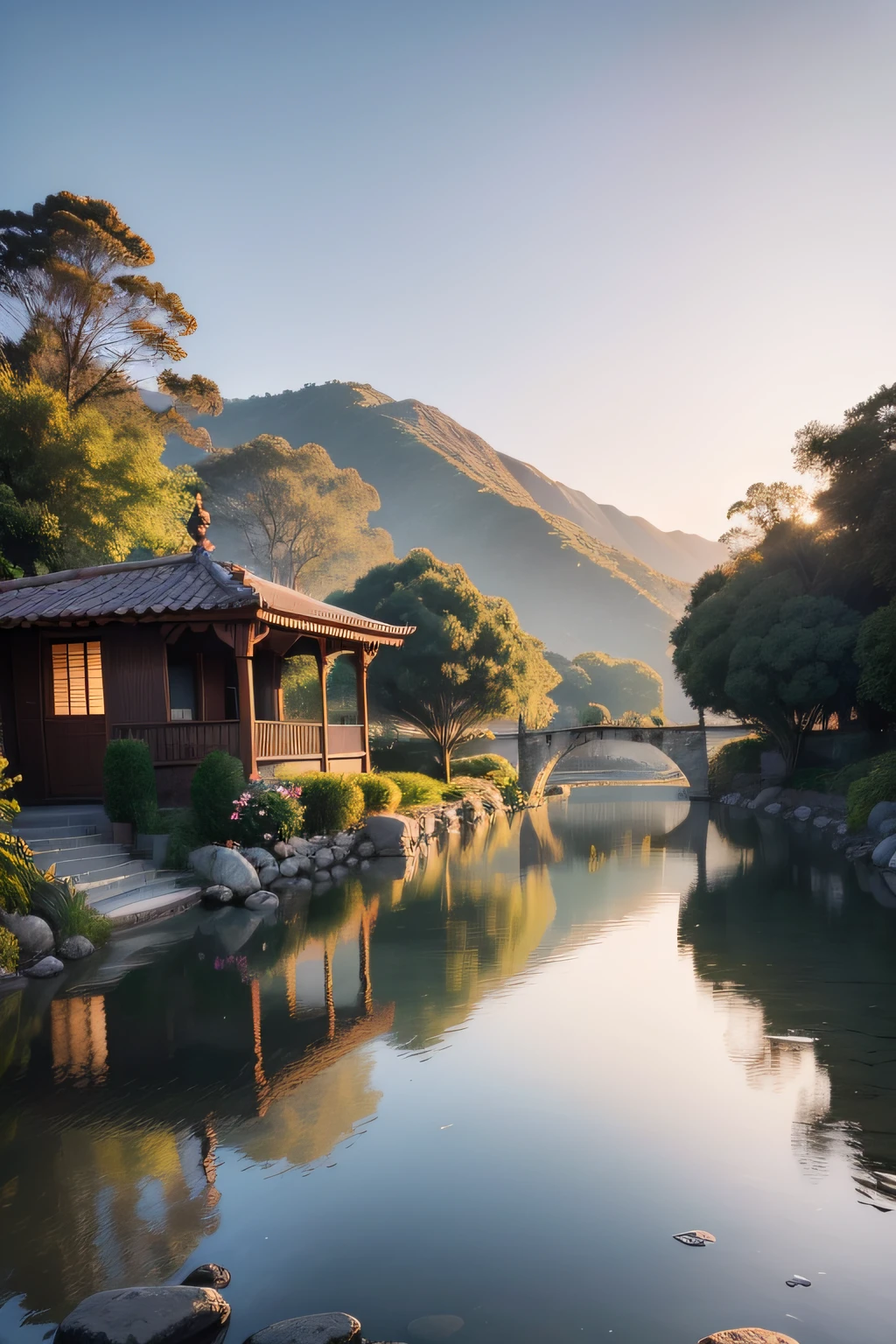 (jardim bucolico, peaceful atmosphere, pastels colors)alta qualidade, circunstanciado, sereno, Sonho, Ethereal, cores vibrantes, soft lighting, pinceladas delicadas, intricate patterns, harmonious composition, picturesque backdrop, flores florescendo, folhagem exuberante, Brisa suave, atmosfera tranquila, serene expression, movimento gracioso, alegria e tranquilidade, Atmosfera encantadora, meditative experience, beleza cativante, Convidando a serenidade, paisagem imersiva, idyllic setting