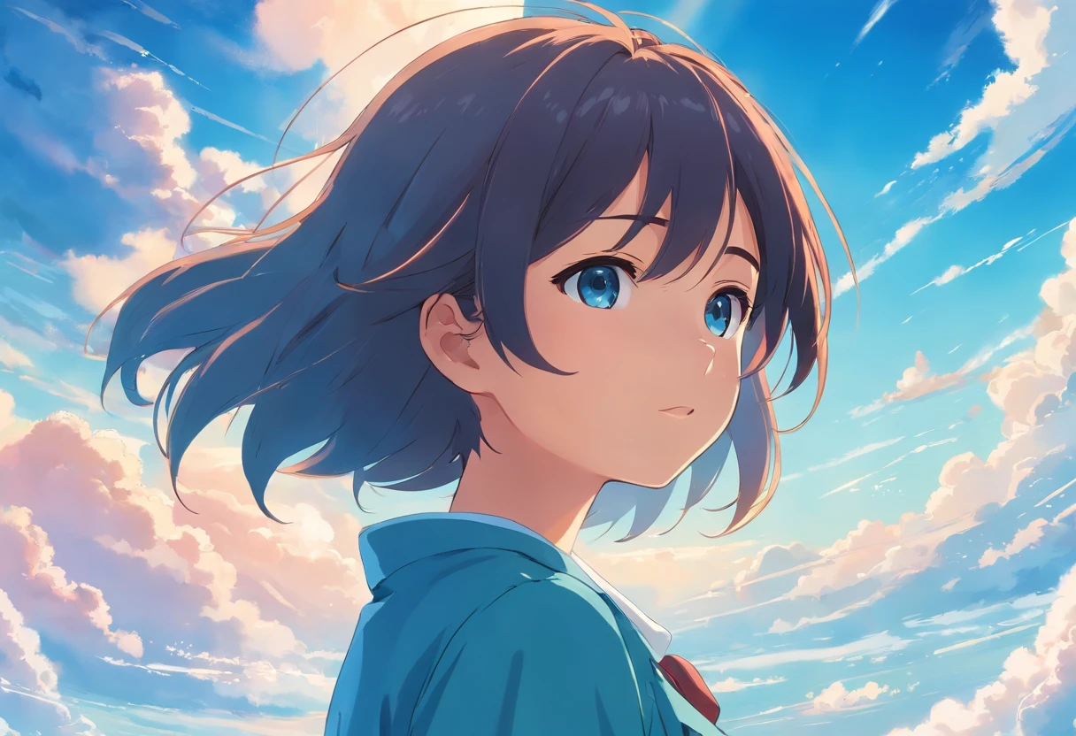 extremely close up shot of beautiful blue sky with clouds