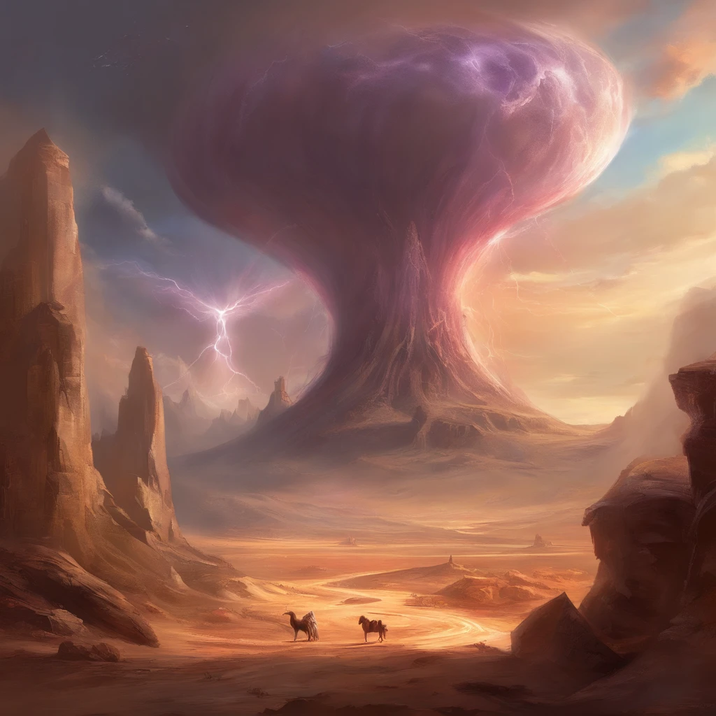 top-quality, masterpiece, ultra-detailliert, Evil Angel, A huge tornado, A desert, Vast, forceful