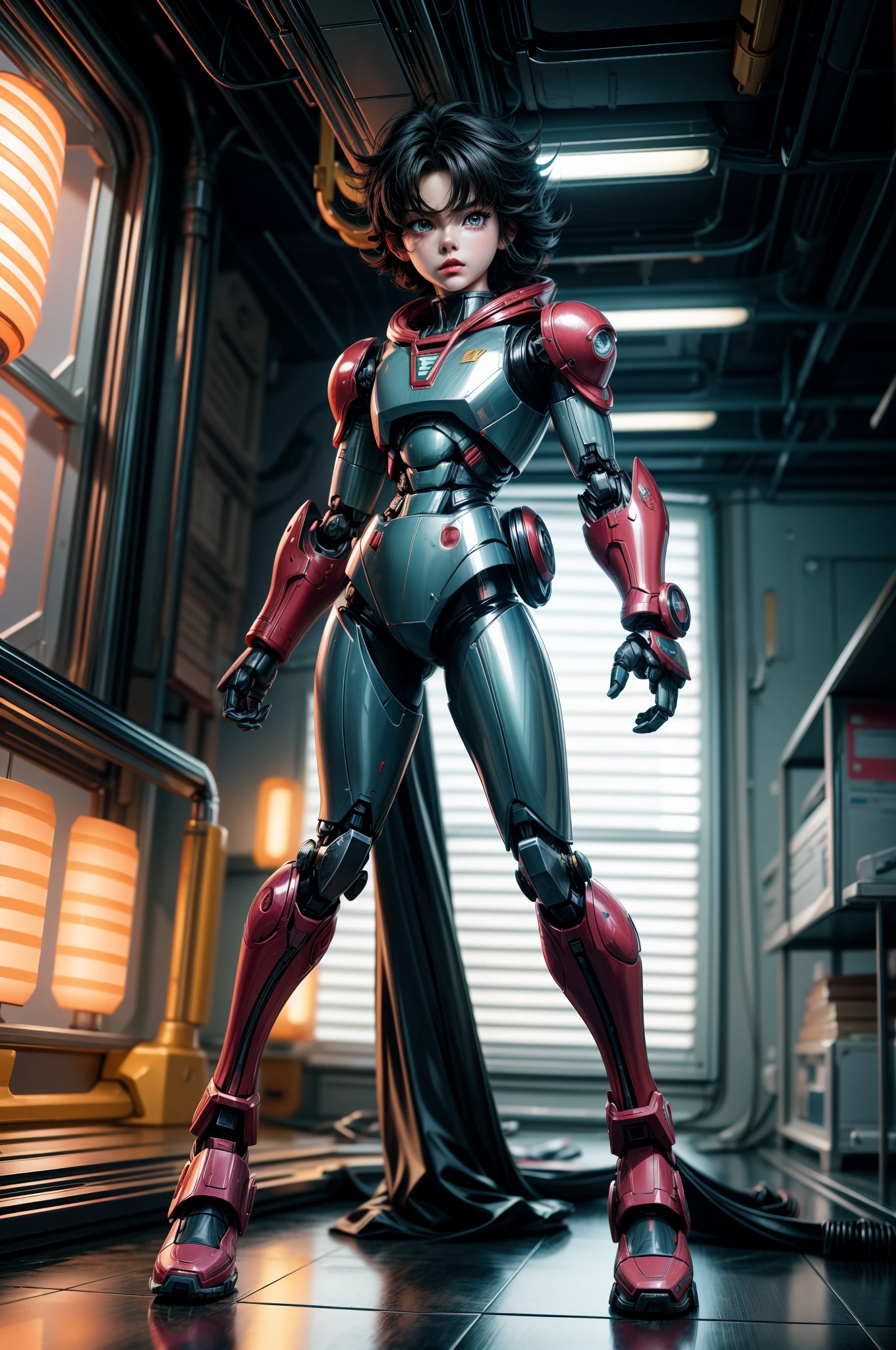 Full Body Shot, Robot estilo anime de los 90 hecho de partes de computadora. al estilo del anime vintage de los 90, AKIRA. anime line art.