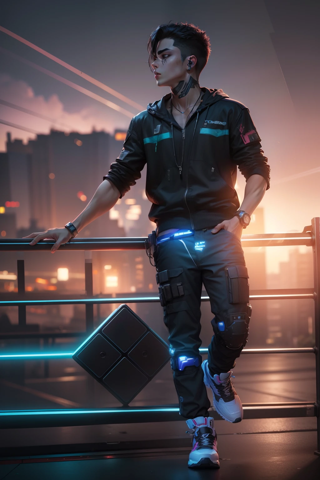 Changee background cyberpunk handsom boy realistic face 8k ultra realistic
