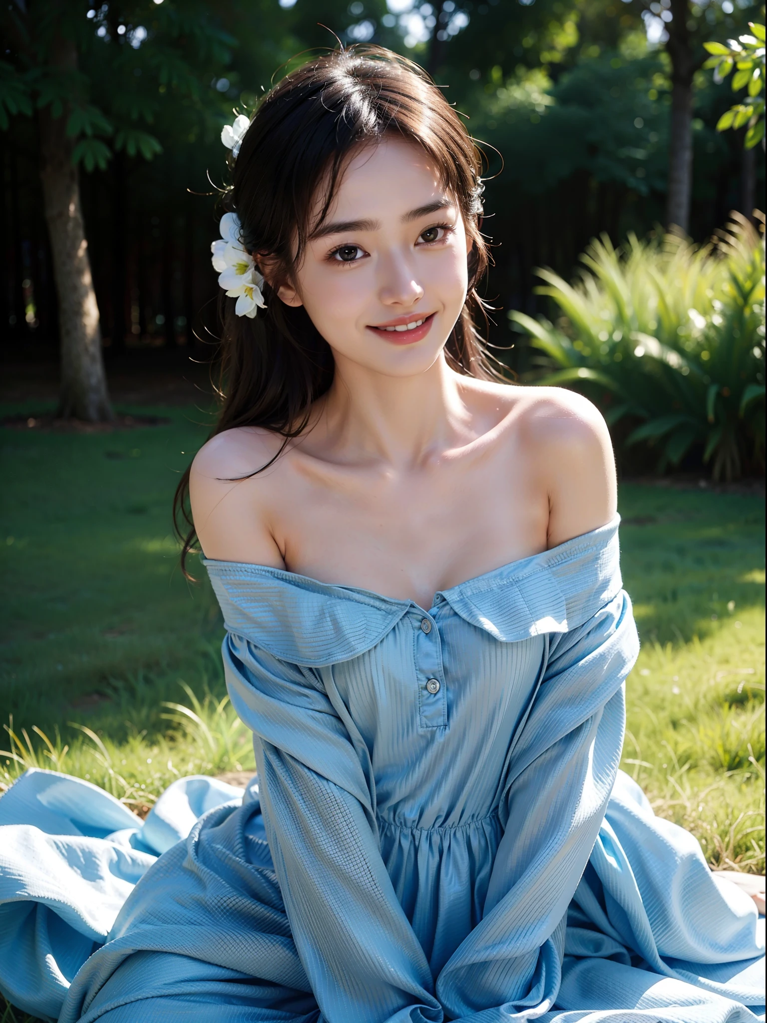 1girl, offshoulder, light smile, shiny skin
best quality, masterpiece, (photorealistic:1.4)