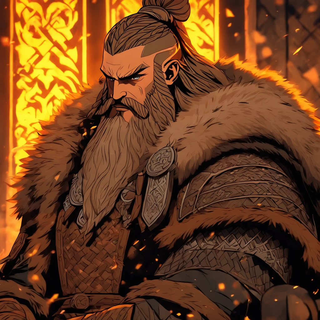imagem do viking Ragnar sentado na cadeira assinando um papel