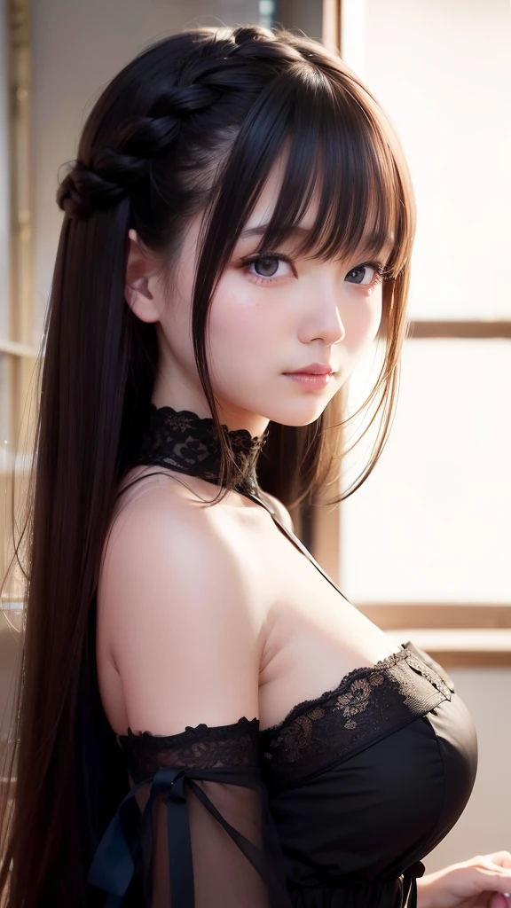 nsfw, exotic beautiful arabic asian face, nipples, nude, vaginal, pussy, show off pussy, small round breasts, tareme eyes, narrow between eyes, black long eye lines, thick black eyelashes, ((blunt bangs)), blunt bangs is covering the eyes and forehead)), hair hide whole forehead, bob hair, big mouth, (highly detailed body, highly detailed face, best quality:1.2) ,A Woman, look at viewer, play the guitar in the room,