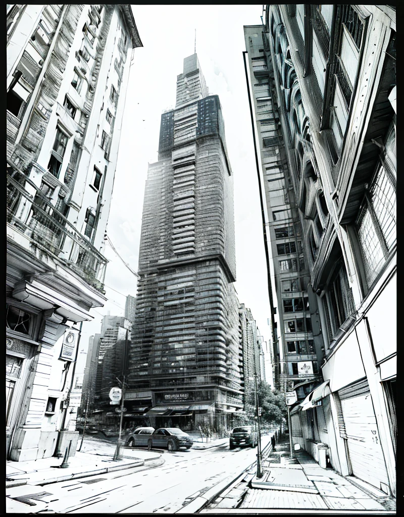 obra prima, melhor qualidade, Background Story, Streets and buildings, dynamic scene, cena vista de baixo, cinematographic scene, cena detalhada, alta qualidade, 4k,disco Rigido, manga style art