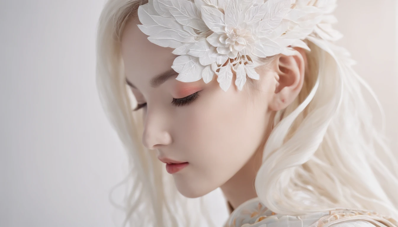 (White background:1.4),(Silhouette of a girl's head, Eyes closed, Colorful long hair, Oriental elements),(Chinese Illustration:1.3,paper art:1.3, Quilted Paper Art:1.2),( Reasonable design, Clear lines, High Sharpness,Best Quality, Very detailed, masterpiece, Movie Light Effects, 4K )