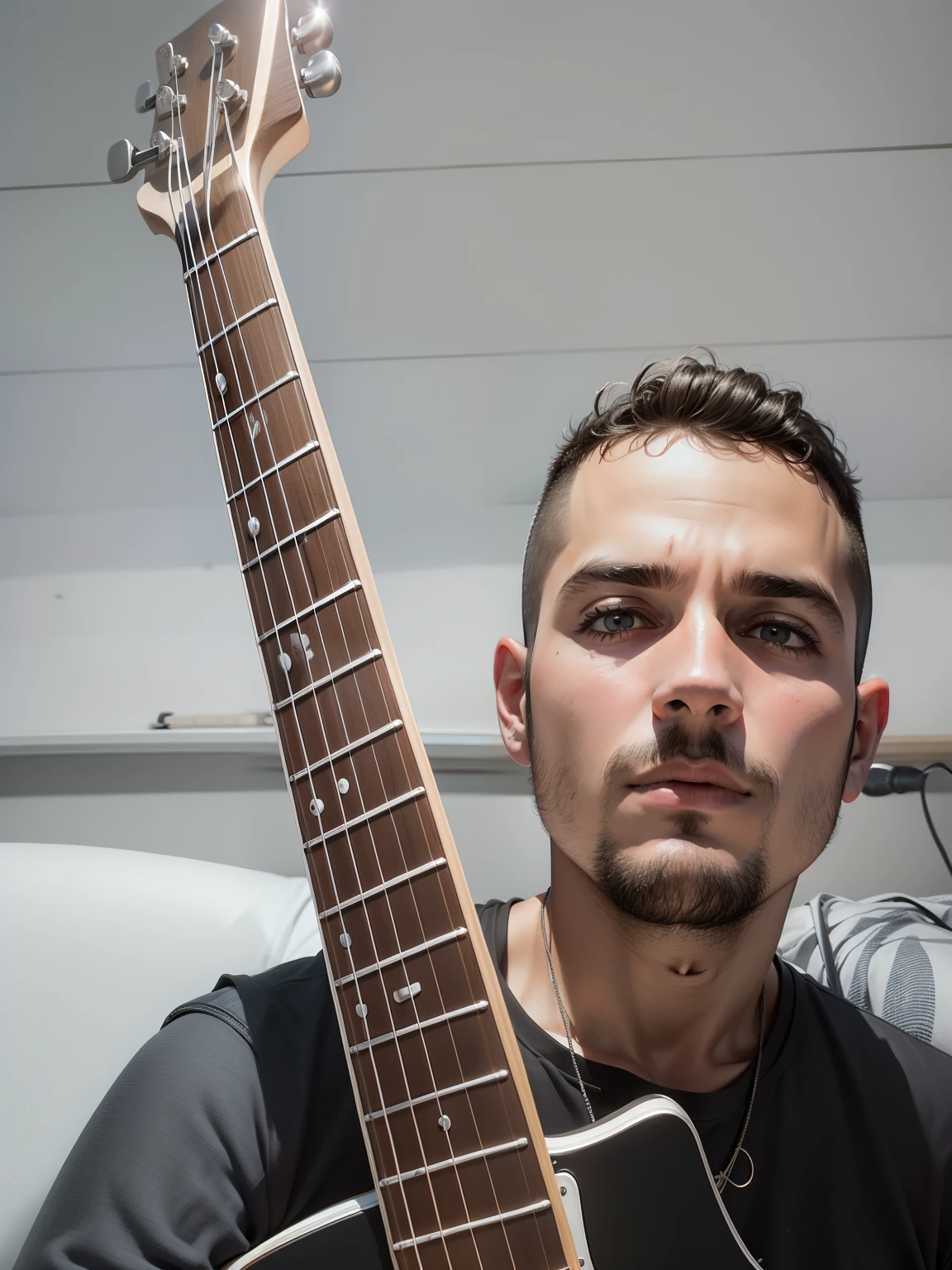 Artista com guitarra numa boate