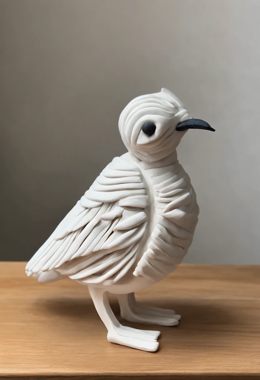 Bird made of explosive sticky white clay