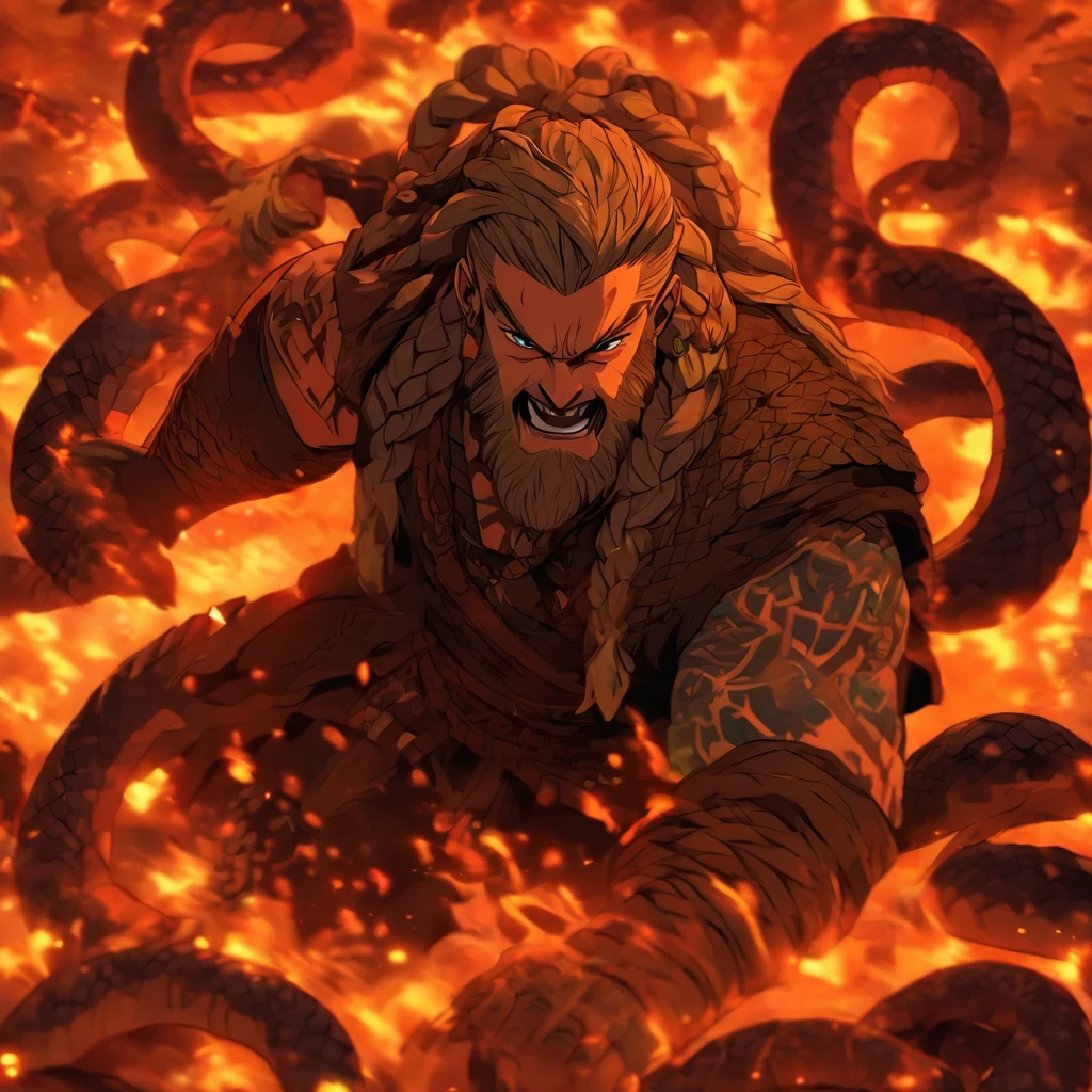 Ragnar is captured by King Ayela and thrown into a snake pit, onde morre em agonia.