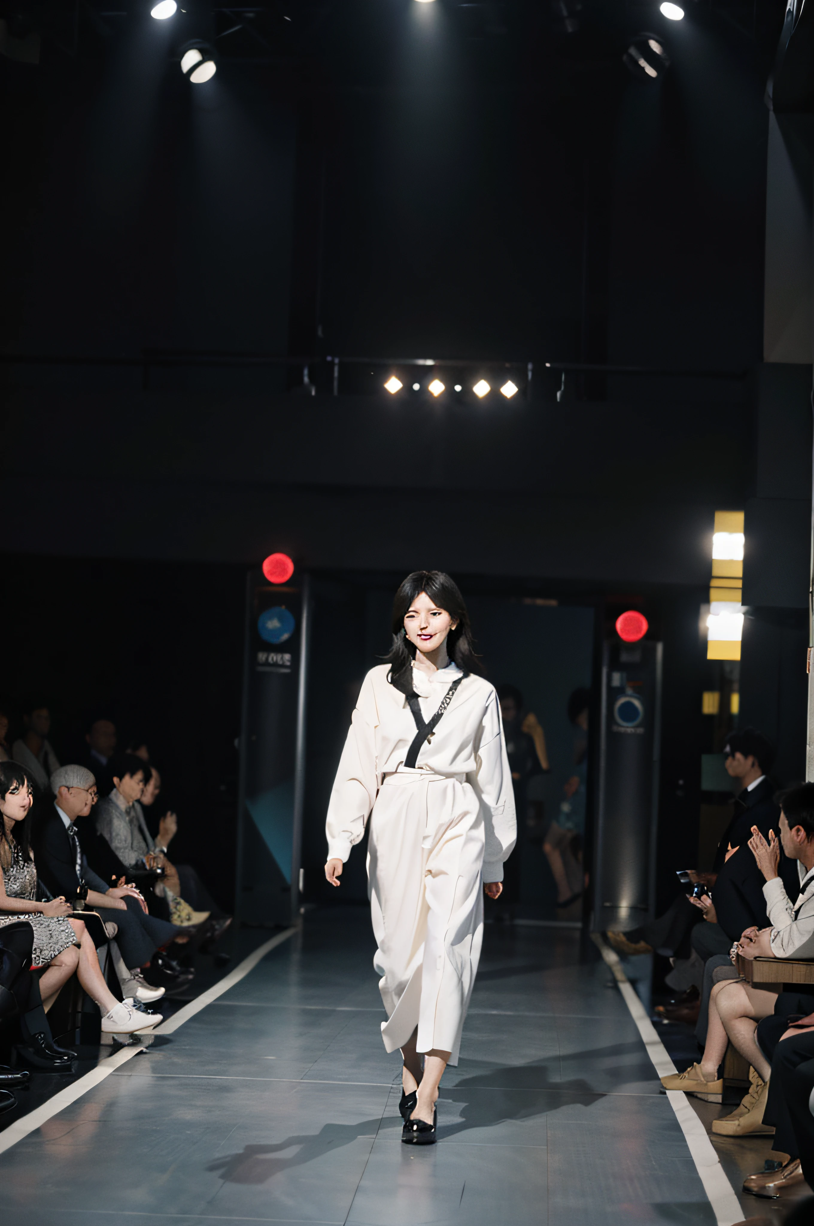 Model on the catwalk from the water