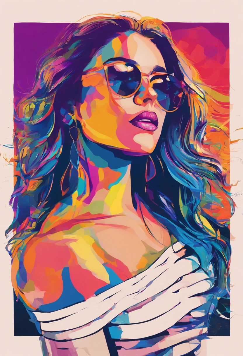 A girl with brunette color pregnant with tatto on her arm, piercing no canto do nariz com cabelo liso meio andulado,in summer clothes and a chubby white guy with glasses without a beard