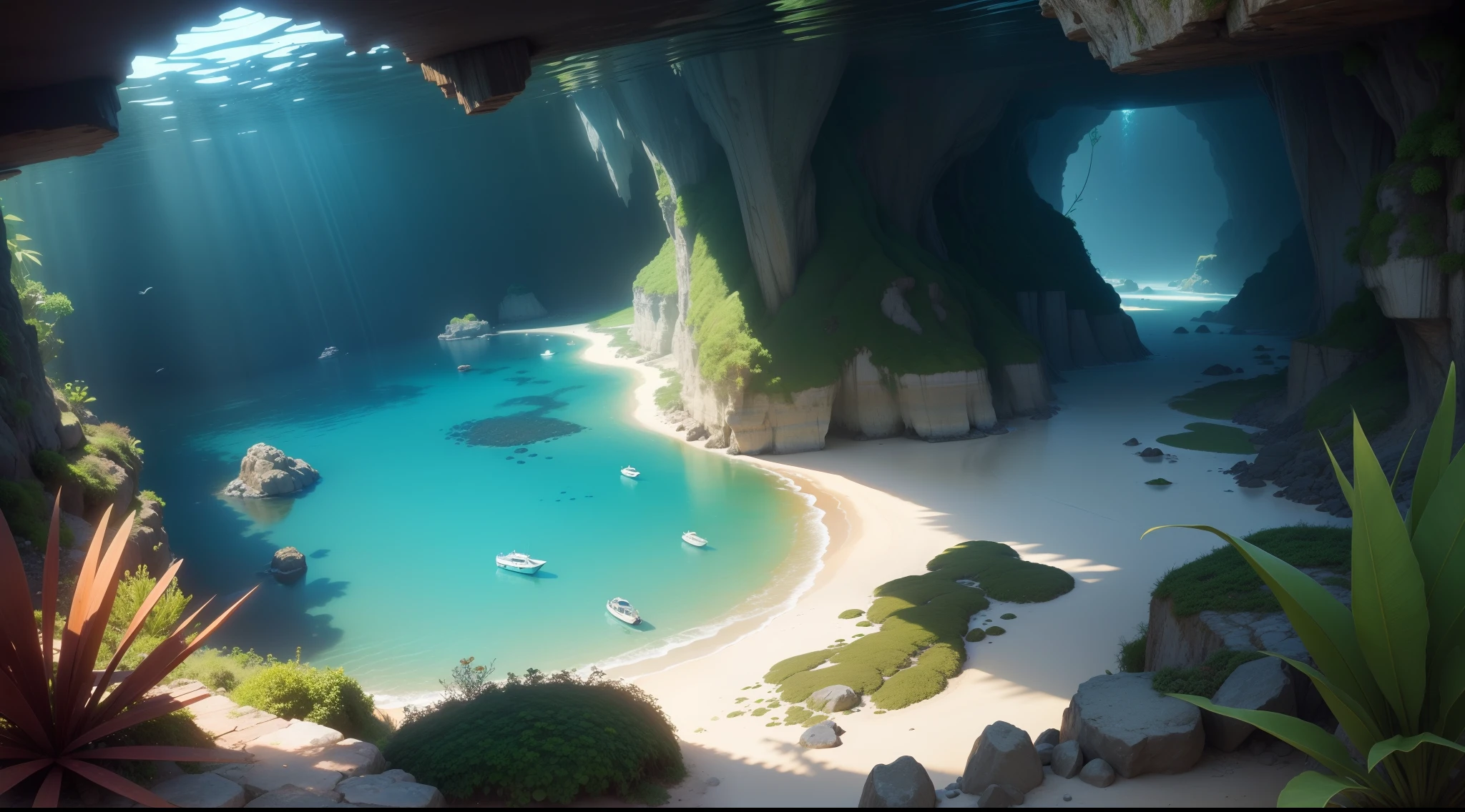 fundo do mar diversas plantas aquaticas