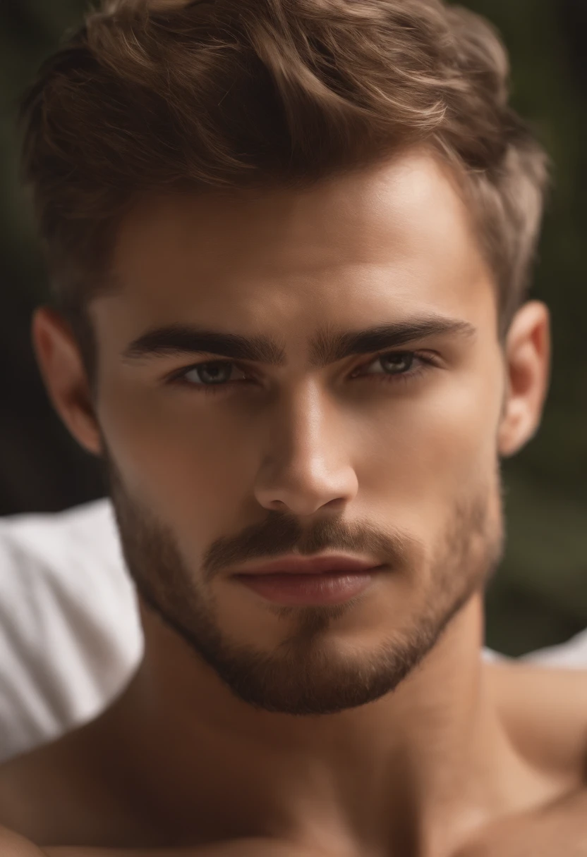 ((Top Quality, 8k, Masterpiece: 2), fit teen boy,lying down,hairy chest::1.7, crew cut, top view(Male Focus), armpit, masculine shape, masculine, rough, raised , sexy, correct anatomy::, beard::1.5 honey-colored eyes::1.8 , photorealistc, model, Full Body, almost naked, POV,top angle,correct anatomy, explicit content,bara, pubic hair,dripping, very short hair, gray hair,(sweat:1.3),bodily fluids,precum,pain expression,hd, dark shadows, jockstrap:1.5, full beard