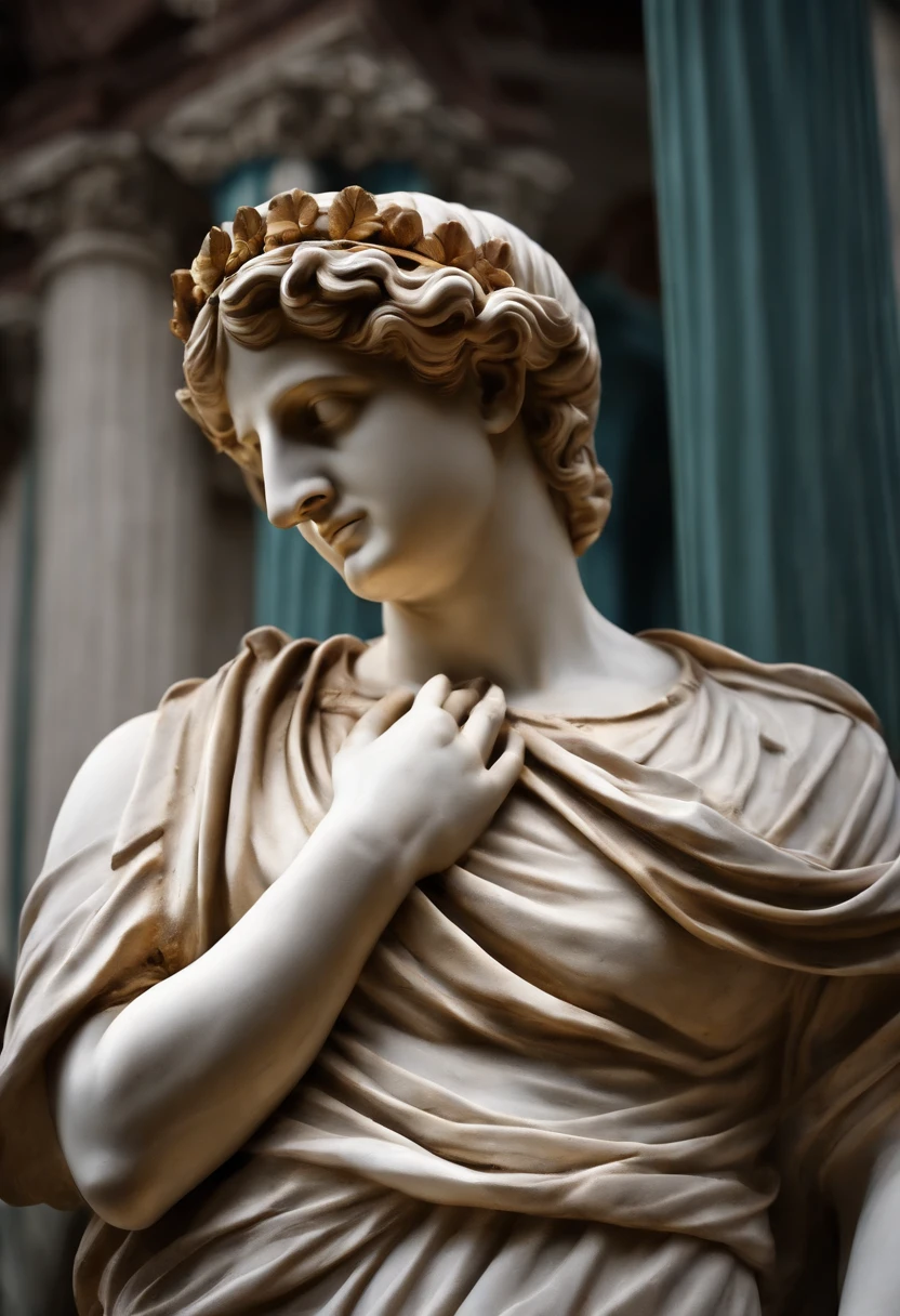 Greek statue, pensativa, mostrando uma imagem imponente