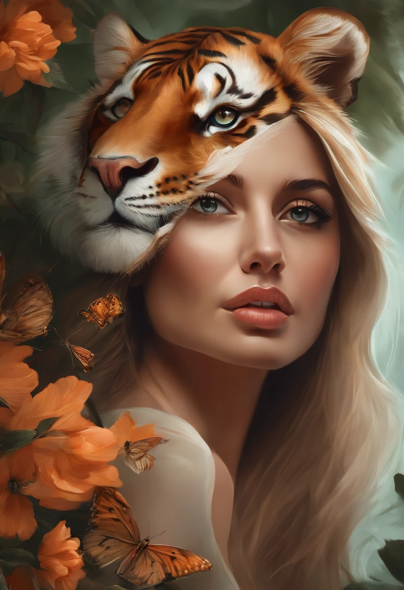 Desenhe uma raposa,Drawing the face of a woman and the head of a tiger, stunning digital illustration, bela arte digital, lindo arte digital, exquisite digital illustration, Arte de Alessandro Pautasso, pintura digital impressionante, bela arte digital, linda arte digital linda, arte digital impressionante, Arte digital alucinante, lindo pintura digital, Beautiful digital illustration, arte digital altamente detalhada