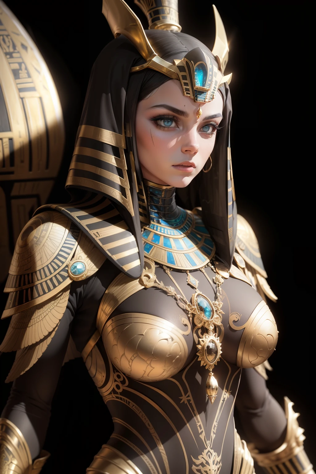 Biomachine:1.3, (Egyptian Set:1.2), olhos bem definidos (colorido:1.2), dourado, ouro, Hans Giger, (zentangle:1.2), granulado, extremamente detalhado, detalhes intrincados, dynamic lighting, fotorrealista, luz natural, baixo h, obra prima, detalhado 8k