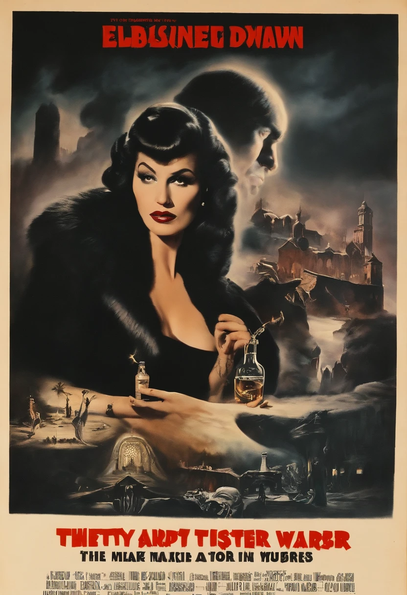 [1] = A film poster From Dusk Till Dawn - The Titty Twister Bar in evidence crawling with vampires
[2] = An abstract representation of The Titty Twister Bar, where vampires dwell in a chaotic dreamscape. The bar is a surreal blend of gothic architecture and desert landscapes, with vampires appearing as distorted, nightmarish figures.
[3] = The environment defies logic, with the bar's interior merging seamlessly with the harsh desert outside. Reality and fantasy blur, creating an unsettling and dreamlike setting.
[4] = The mood is one of disorientation and fear, as viewers are transported into a nightmarish realm where the laws of physics and reality no longer apply.
[5] = Abstract artwork with a surreal twist
[6] = Created using a combination of digital and traditional art techniques, including mixed media and photo manipulation. The use of surreal elements and distorted perspectives adds to the dreamlike quality.
[7] = No straightforward representation, no clear imagery, no serene landscape, no comforting elements, no realistic portrayal.

[1] = A film poster From Dusk Till Dawn - The Titty Twister Bar in evidence crawling with vampires
[2] = A photographic interpretation of The Titty Twister Bar, capturing the chilling reality of a vampire-infested establishment. The bar's interior is grimy, with blood-splattered walls and eerie neon lighting. Vampires lurk in the shadows, ready to strike.
[3] = The environment is a rundown, back-alley dive, far removed from civilization. The stark contrast between the bar's interior and the desolate desert outside adds to the sense of isolation and danger.
[4] = The mood is one of pure terror, as the photographic style lends an unsettling realism to the scene. Viewers can almost feel the cold, damp air and the presence of lurking vampires.
[5] = Realistic 4K photography
[6] = Captured with a high-resolution DSLR camera, using natural lighting and minimal post-processing to maintain a gritty, documentary feel.
[7] = No abstract el