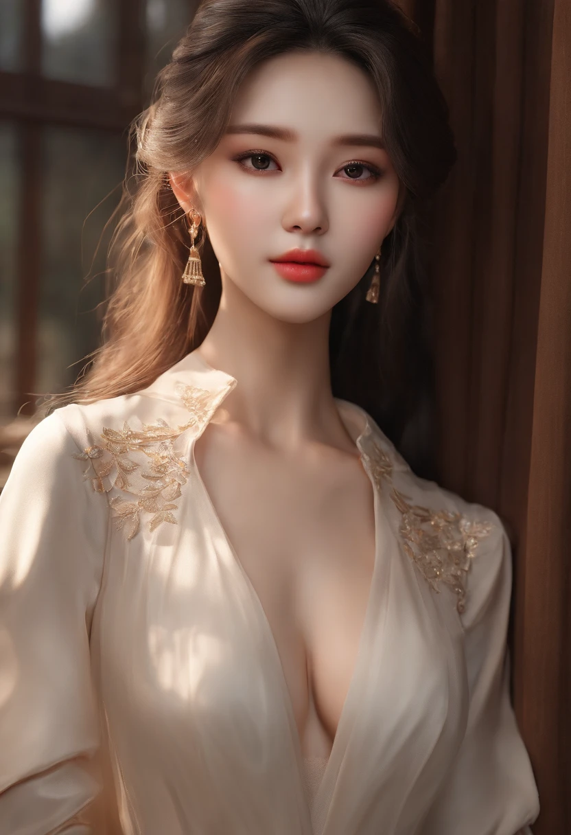 ((top-quality、8k、masuter piece:1.3))、1 female、Beautiful girl emphasizing slender abs:1.3、(Hairstyle Random、爆乳:1.2)、Plain clothe:1.2、inside the house、hyperdetailed face、A detailed eye、Double eyelids,Long body,leggy,Height 270cm,super model