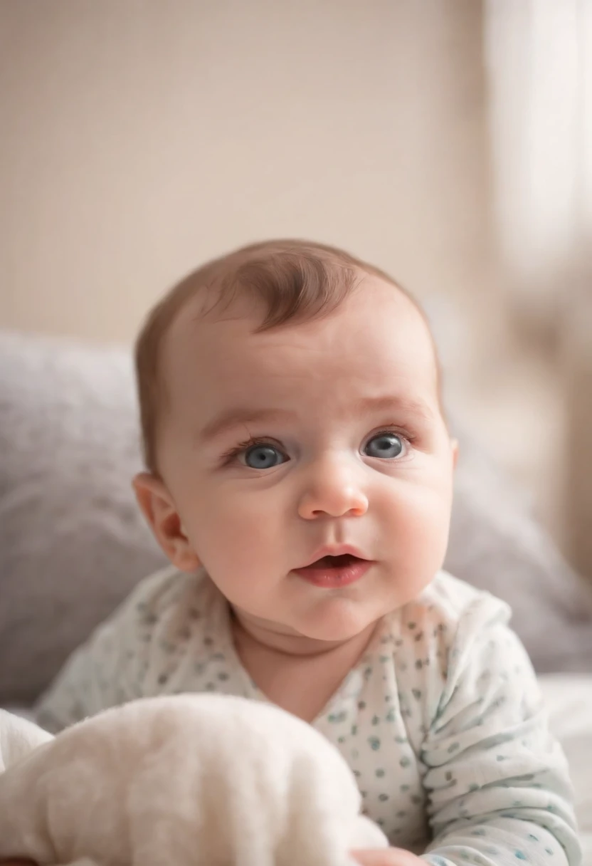 Baby playing in bed