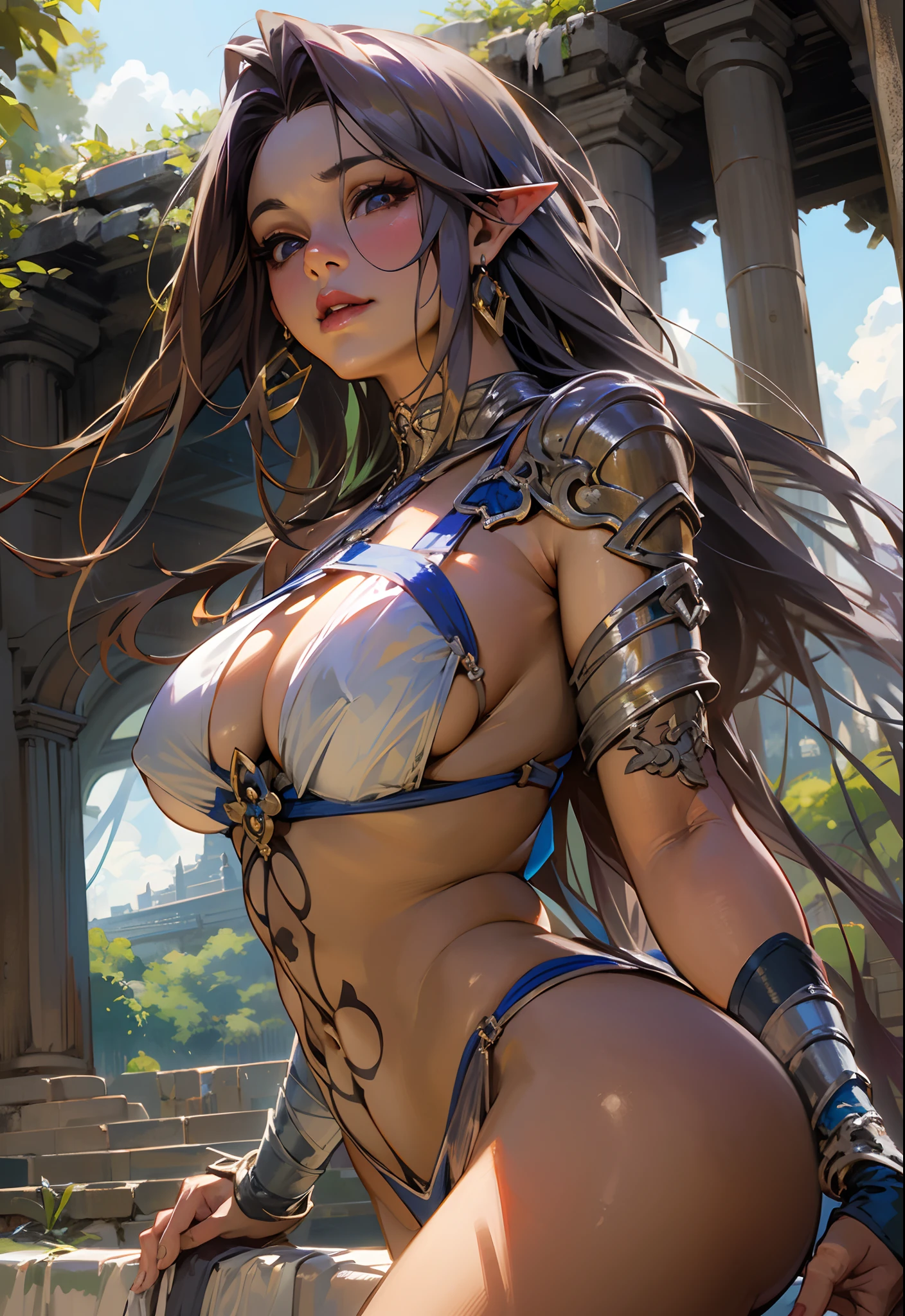 Nosso (Arshes em Bastard) ultra thin bikini, elfa adulta de 30 anos (Kyra Hot adult video), (Camgirl), (fans only) posando sob um arco de pedra, Ancestral ruins, covered by vegetation and vineyards, Aztec Ancient Ruins, cinematic natural light, profundidade, realista, dust particles in light, Bottom view, Bottom viewing angle, olhar de baixo para cima, olhando de baixo, close de baixo, MULHER SEXY elf sensual, provocador, cabelos escuros, hair with long braid falling over the chest, smaller braids on the head, cabelo castanho escuro, olhar sexy, olhos verdes, branca, Latim, Morena, sarda no rosto, rosto com sardas,  realista, boca entreaberta, sexy red lips, sensualidade ao extremo, hot, pornographic hot woman, Seios enormes (Oppai), massive breasts, seios grandes soltos (Adult video of Jennifer Mendez), seios arredondados e espalhados, seios grandes (Angela Branco quente) com pintas, sardas, Fundo, sardas no peito, piercing na barriga, barriga sexy, barriga levemente marcada, Fofa, sexy :8, A partir de 8 K fosco, sexy look at the camera, Ultra thin white bra, molhado, transparente, pose atraente, lascivo, sedutora, ultra thin snubbed bikini, tanga amarrada na cintura, Branco, bikini squeezing breasts, estourando os seios, bicos duros, mamilos duros e latentes, molhados, enrijecidos, Excitado, lascivo, provocador, corpo sexy, quadril largo, coxa grossa, Pose sexy, Realistic bikini, corpo perfeito, 4k], Tiny white bra, 4 mil ], Sling bikini, realista, perfect  lighting, cores perfeitas, sombras perfeitas, Bottom view, vista de baixo, realista, filtro escuro,4k