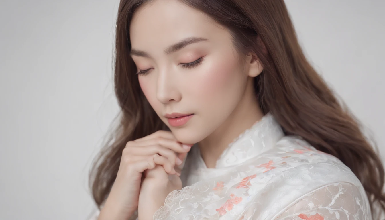 (White background:1.4),(Silhouette of a girl's head, Eyes closed, Colorful long hair, Oriental elements),(Chinese Illustration:1.3,paper art:1.3, Quilted Paper Art:1.2),( Reasonable design, Clear lines, High Sharpness,Best Quality, Very detailed, masterpiece, Movie Light Effects, 4K )