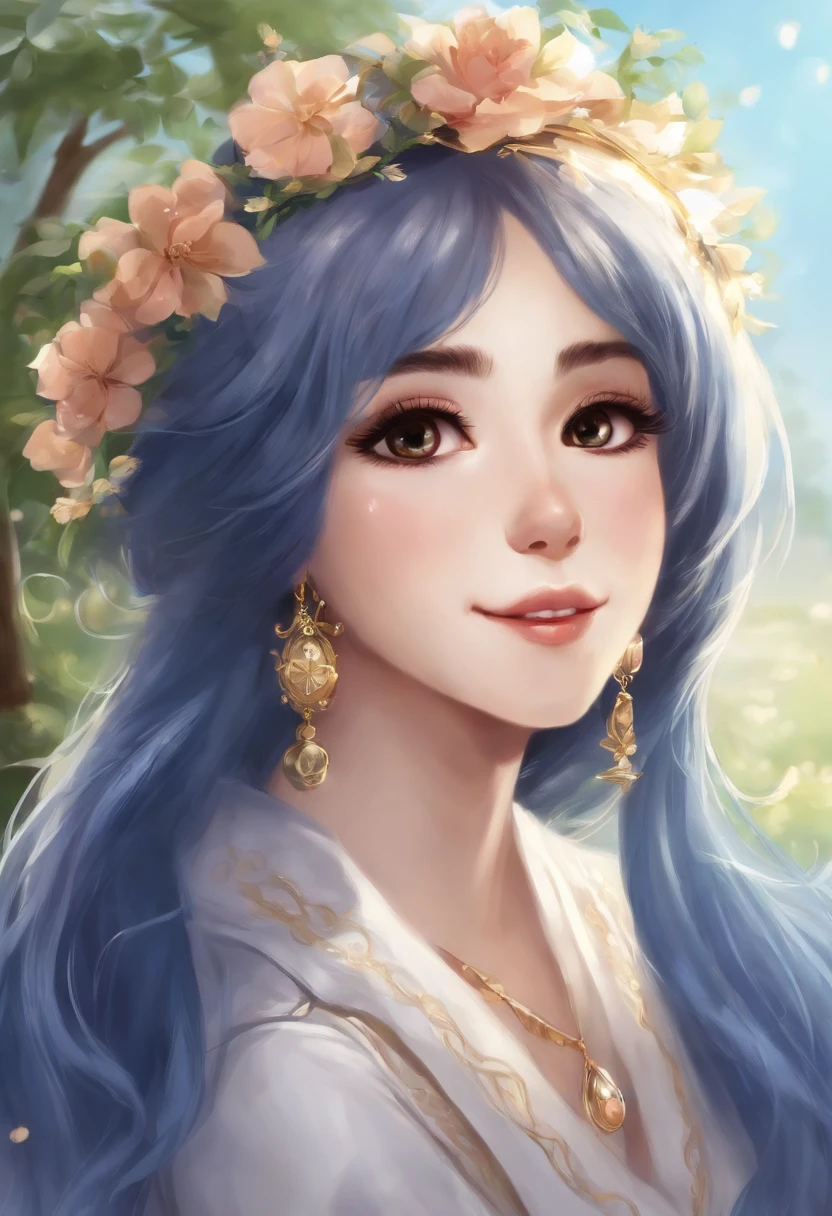 Capricho supremo.

This young anime-looking girl is charming. She has an average height, the hair is of vibrant blue color, longo e macio, com um brilho suave. His eyes are purple, com um brilho semelhante ao vidro que encanta qualquer pessoa que os olhe. Your lips are soft, rosados e gentis, que se curvam em um sorriso alegre e cativante.

His cheeks are flushed, giving her an air of irresistible cuteness. She is known for her own style and loves to wear cute and soft clothes that enhance her charming appearance. Her wardrobe is full of dresses and skirts with adorable prints, Blouses with ruffles and delicate bows.

In addition to its cute appearance, She is also an extremely kind and caring person. His innocence is captivating, and she has a pure heart that cares about others. She is always ready to help and makes a point of spreading joy and love wherever she goes.

Com sua personalidade charmosa, She wins the hearts of everyone around her. His smile brightens the environment and his positive energy is contagious. Even with his innocence, ela possui uma sabedoria especial e uma capacidade de ver o melhor nas pessoas.

This young girl with anime traits is a real ray of sunshine, emanando fofura, Joy and innocence. Her charming appearance and personality make her a person adored by all who know her.