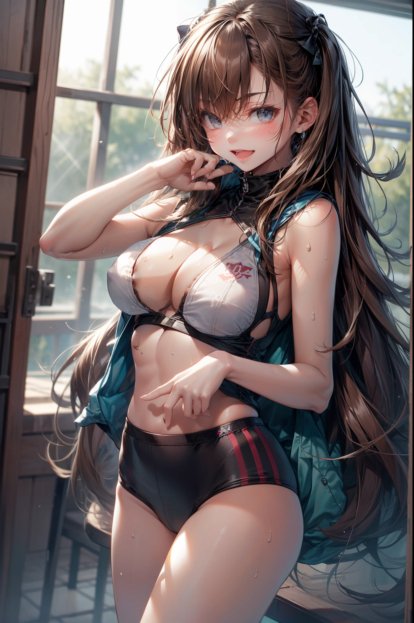 top-quality Misaka Mikoto School Bra Beige shorts Cool look small tits 16age in the room sexypose Miwaki Armpit sweat sodden Ecstasy face((masutepiece)), (1 girl:2.0), (extra detailed face, Smiling), Short haircut, Brown hair, Petite, (Thin Build), (a japanese girl), ((Athletics Club Member, Long-distance runner)), Slightly round face, (Tanned brown face:1.6), Cute, Big eyes,(3 point perspective:1.1)、(Colossal tits:1.5)、(heat:1.1), Solo it、tome、tome、tome、tome、tome、tome、tome、Summer uniform:,Exquisitely shining beautiful legs:1.1) (Shining thighs:1,5) (Shining big:1.2) (tits out:1.5) (Elaborate and intricate backgrounds:1.2)、 (More moist and oily skin:1.1)、mano(References)5(References)mano、(Highest quality of limbs:1.0)、(Shiny skin elaborately moist body:1.4) (glistning skin:1.2)、 (Photorealsitic:0.9)、Summer uniform,tenki no ko,masutepiece, 1 girl, Solo, lightsmile, Big, Underbust, cleavage, heart pupils, opening, Long hair, Super long hair, forest, (hand to mouth: 1.3), hands on one's face, One girl, Crotch, Big, Navel, , (masutepiece, of the highest quality), horizontal lightning, Fine and beautiful eyes, Angry face, Madness, Open mouth, Scream, rough-faced, blush, Sweat, Mask, 1 girl, Big, Indoors, Bedroom, Hands on chest, Mask, Big, Whip