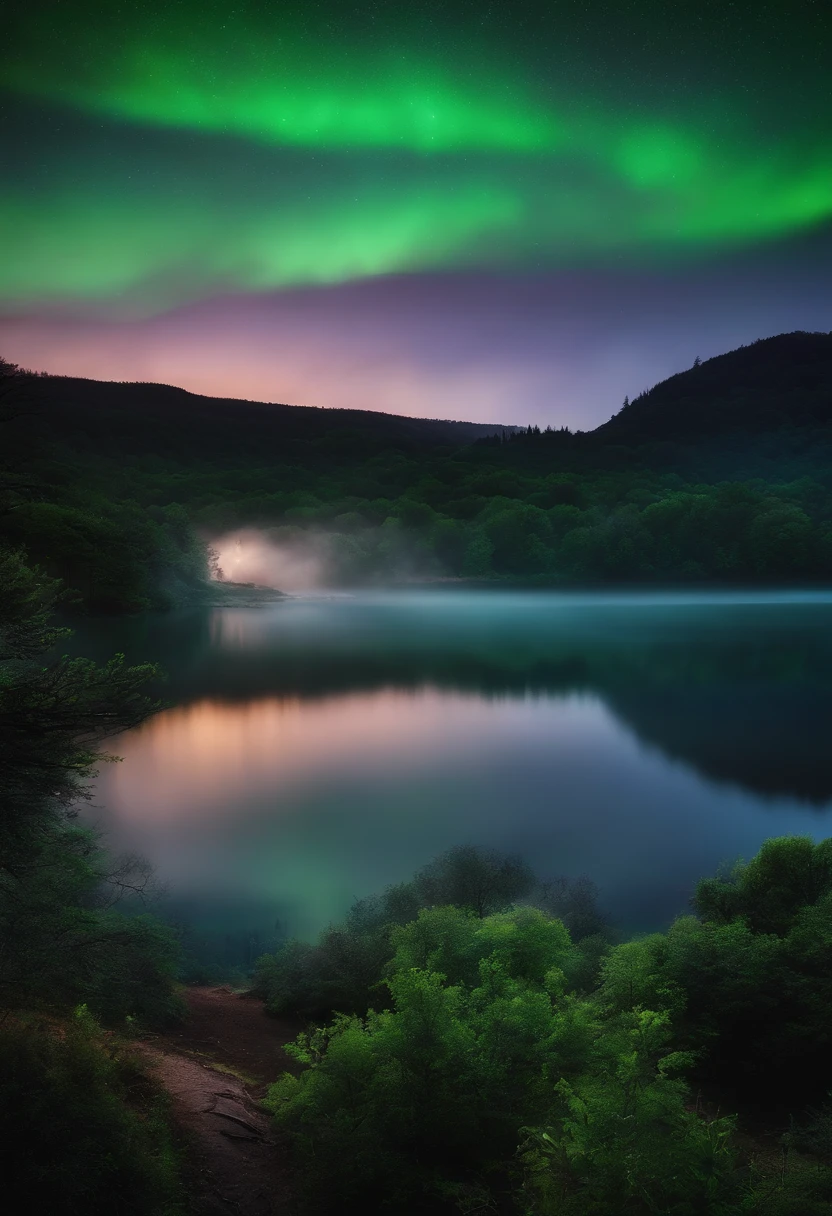 Morning star landscape glowing in the dark